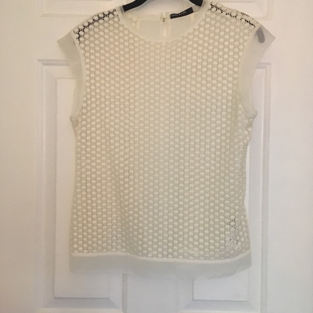 Karen Millen White Lace Cutwork Shell Top – Size 6 US – Elegant Blouse New